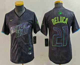 Youth Tampa Bay Rays #21 Jonny DeLuca Charcoal 2024 City Connect Limited Stitched Jersey->mlb youth jerseys->MLB Jersey